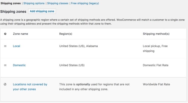 WooCommerce shipping