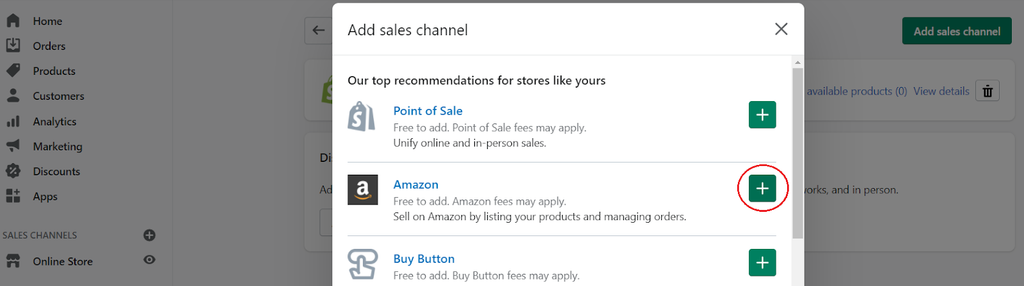 Add Amazon channel on Shopify