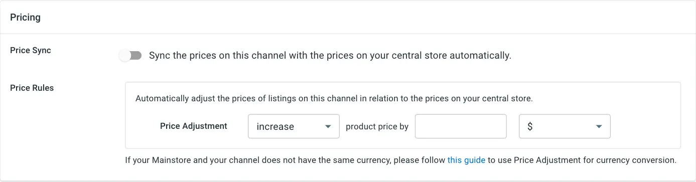 pricing sync