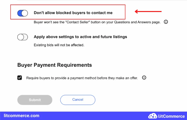 ebay block messages
