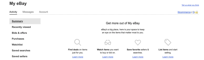 sumary interface on ebay