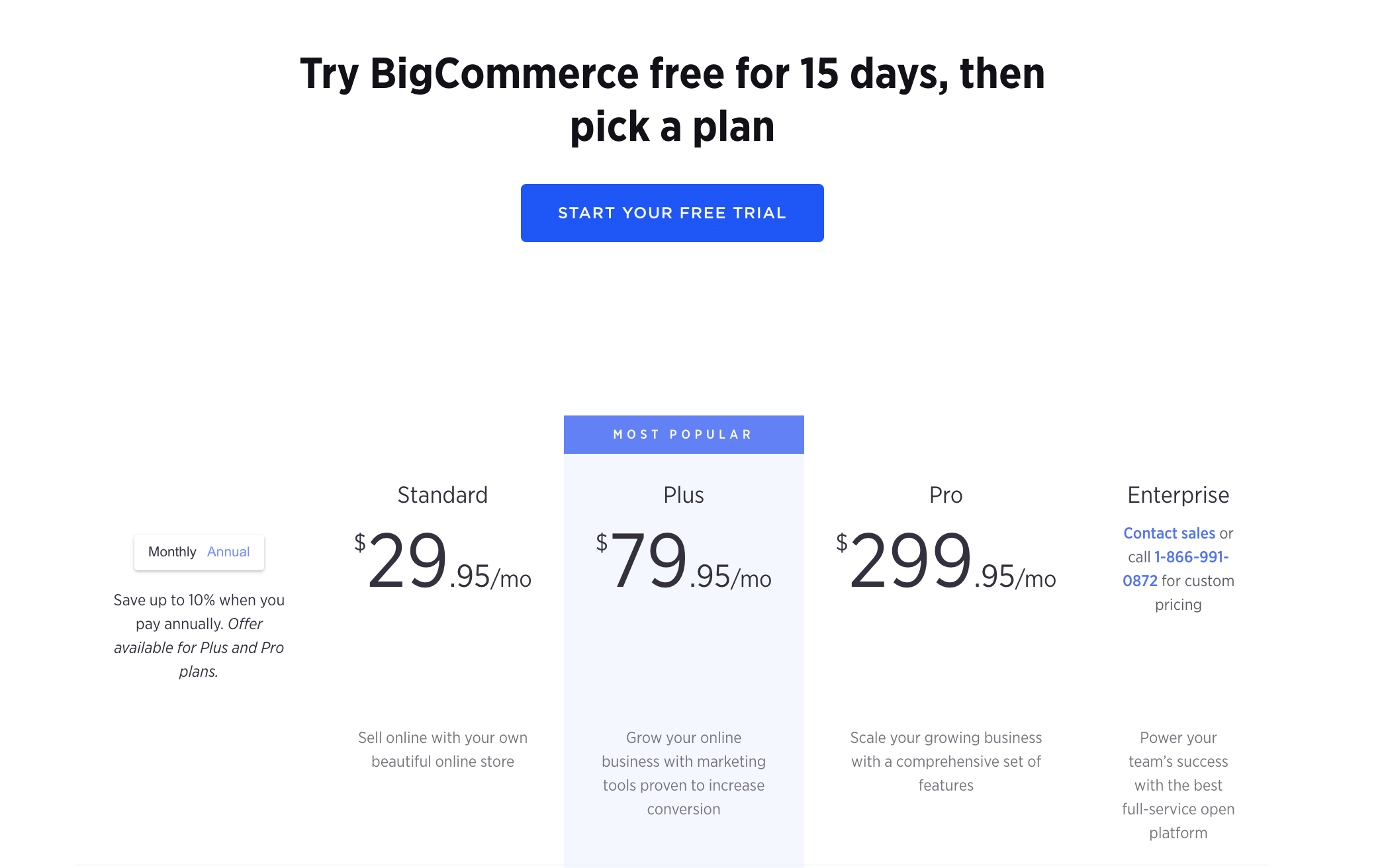 BigCommerce Pricing plan