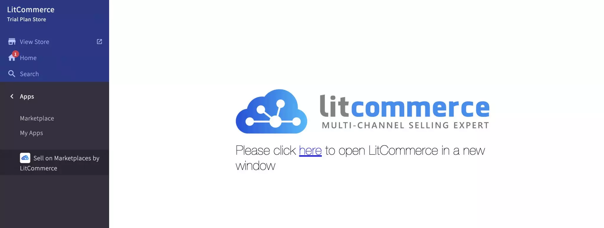 Direct app to LitCommerce dashboard