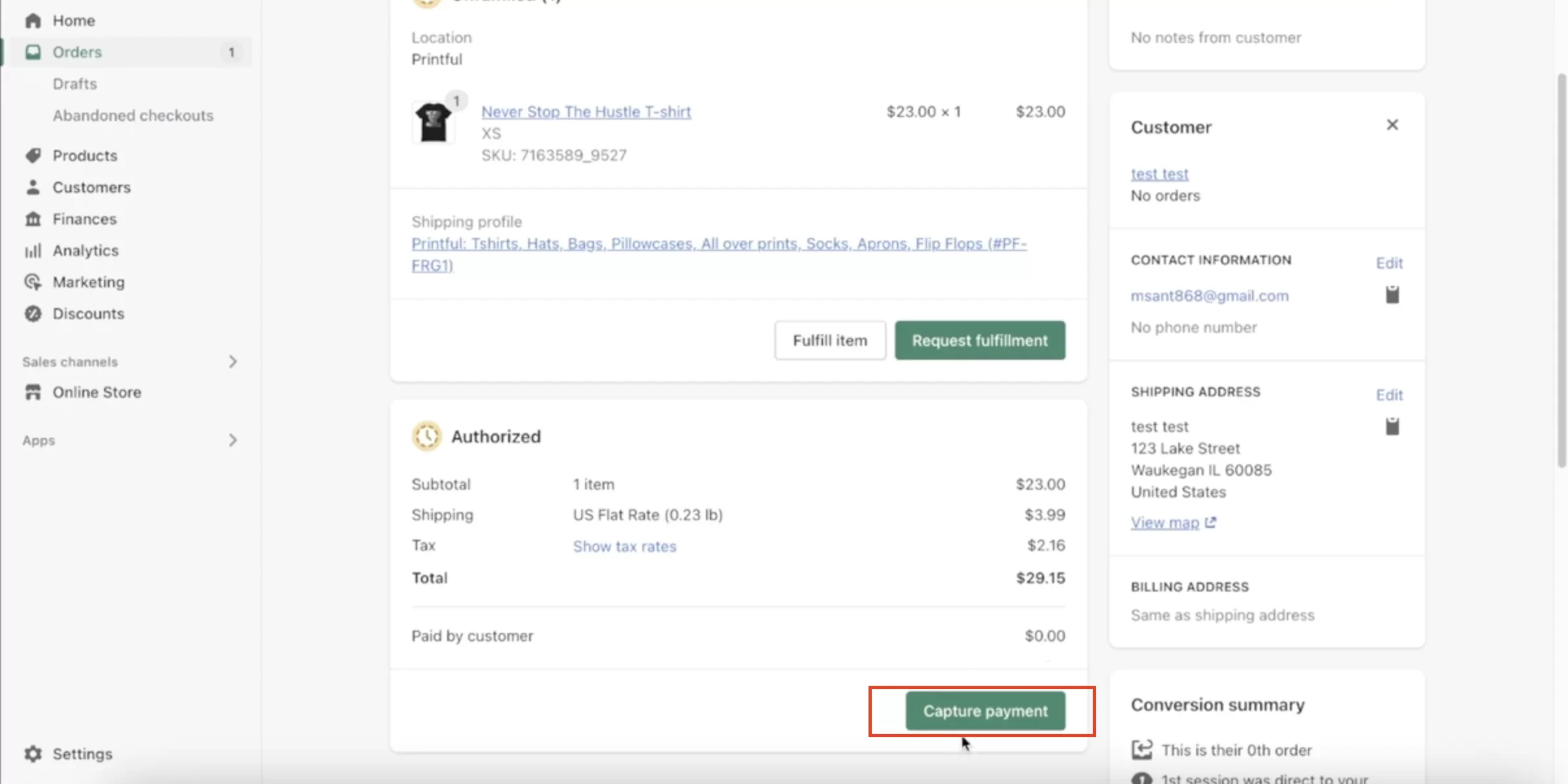 shopify capture payment manually