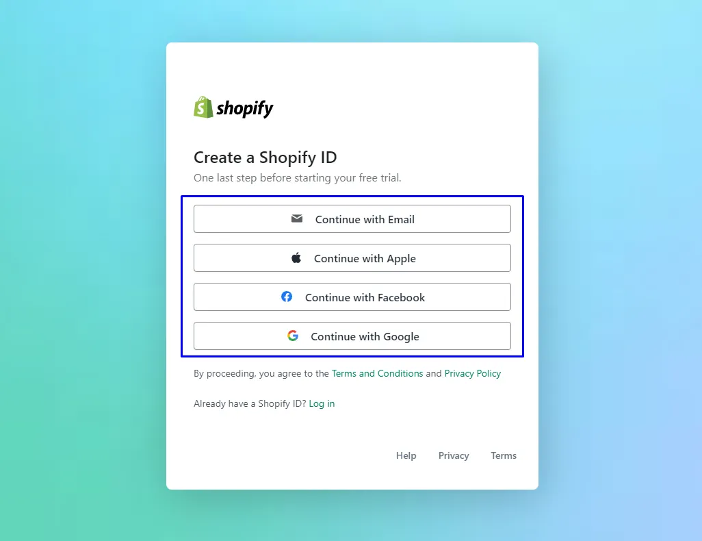 create a Shopify account for Shopify CSV import