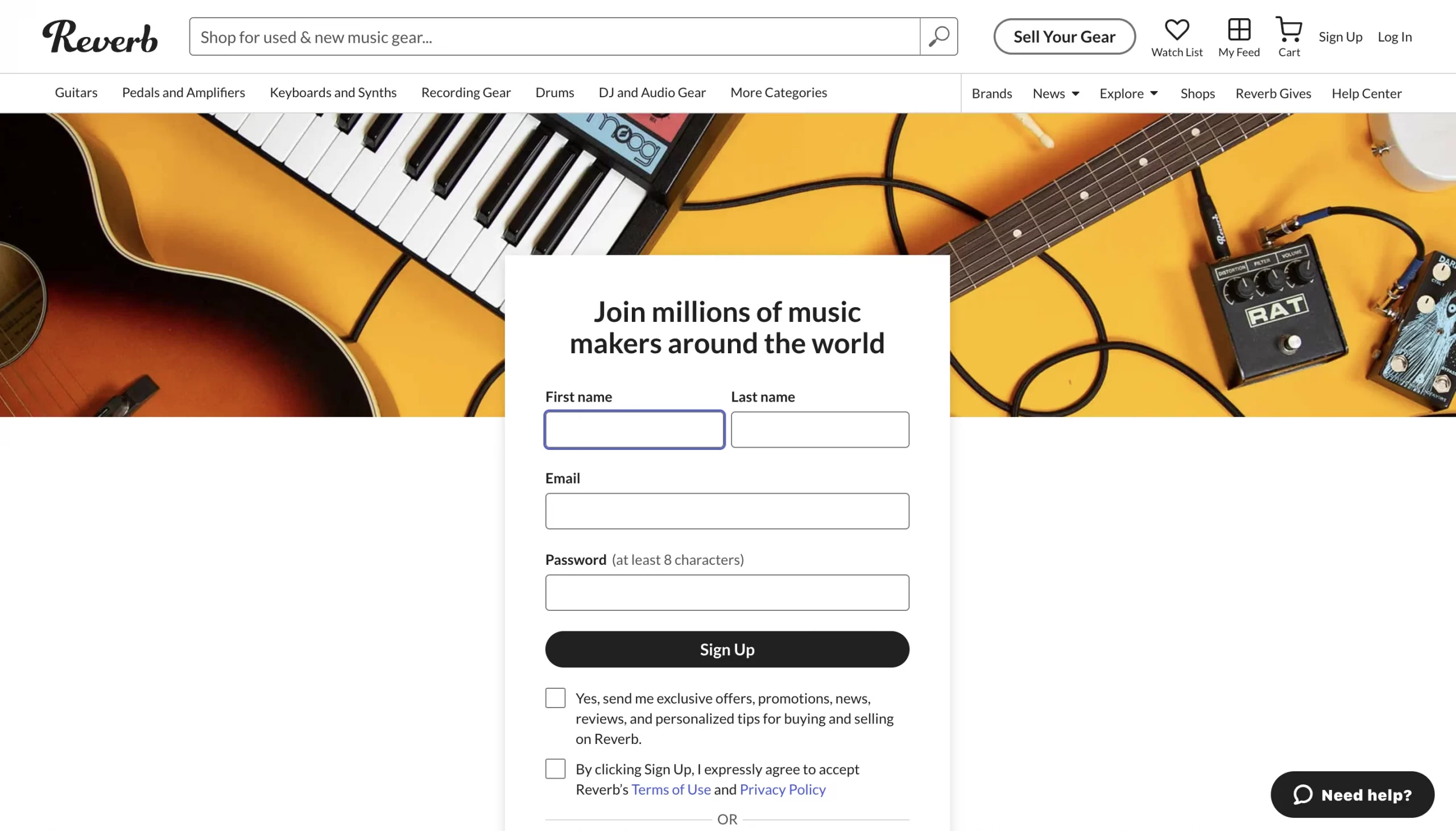 sign up reverb marketplace