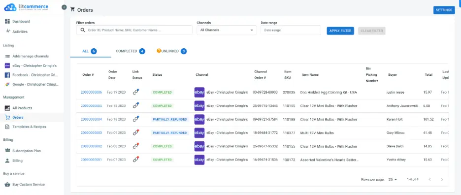 LitCommerce integrated order flow