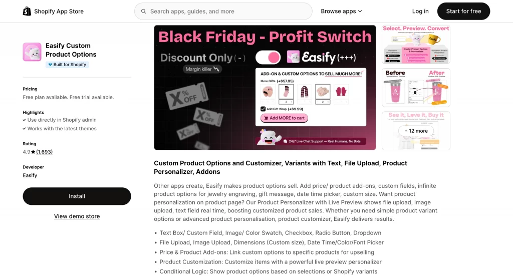 Easify Custom Product Options