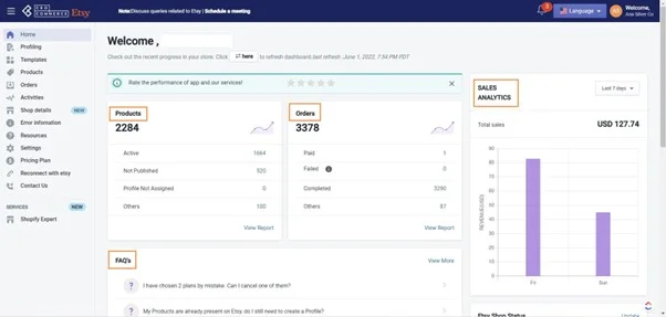 LitCommerce vs cedcommerce 5 CedCommerce's Dashboard