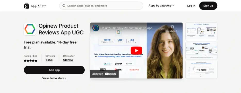 Opinew product review app UGC on Shopify