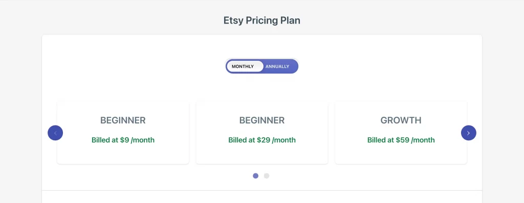 etsy pricing plan