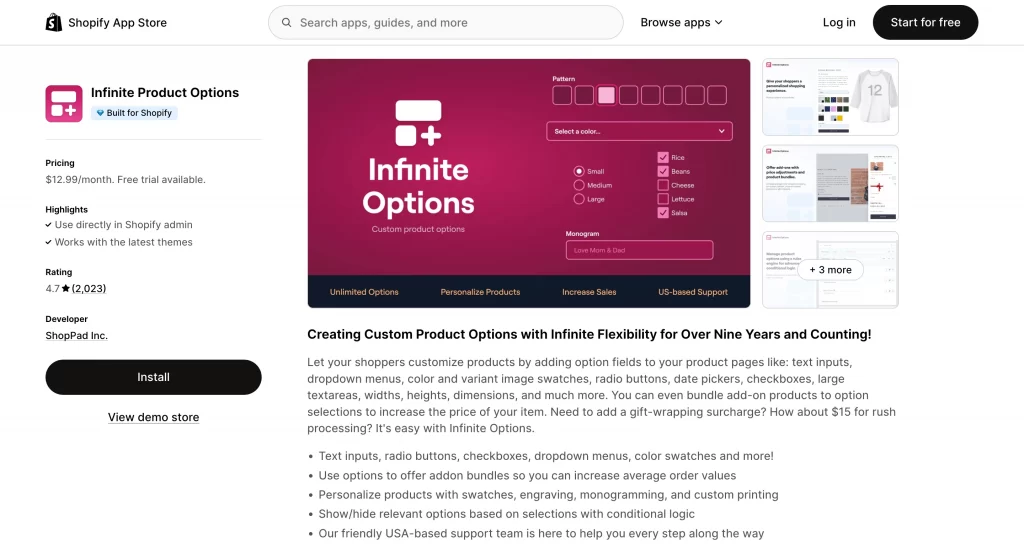 Infinite Product Options 