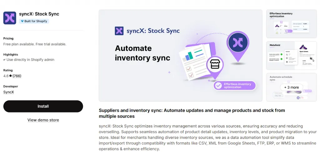 syncx shopify inventory app
