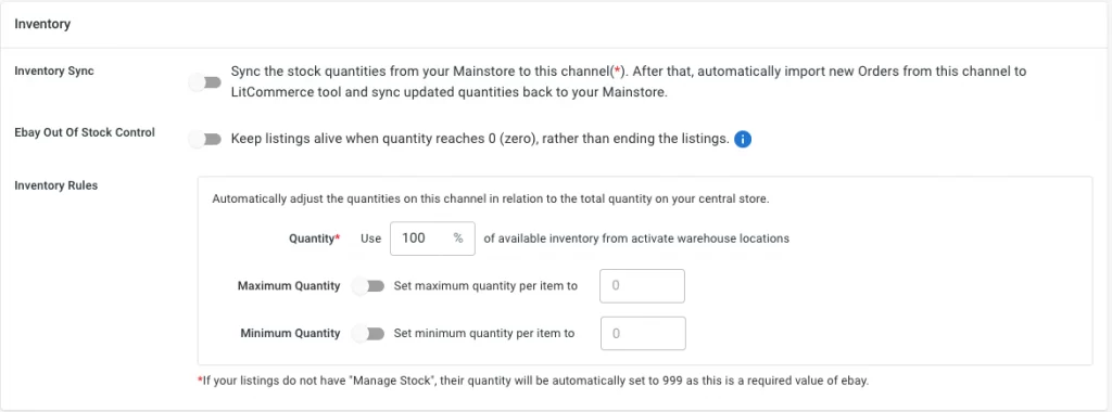 Inventory sync using LitCommerce multichannel selling tool