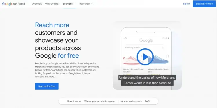 Sign up for a free Google Merchant account