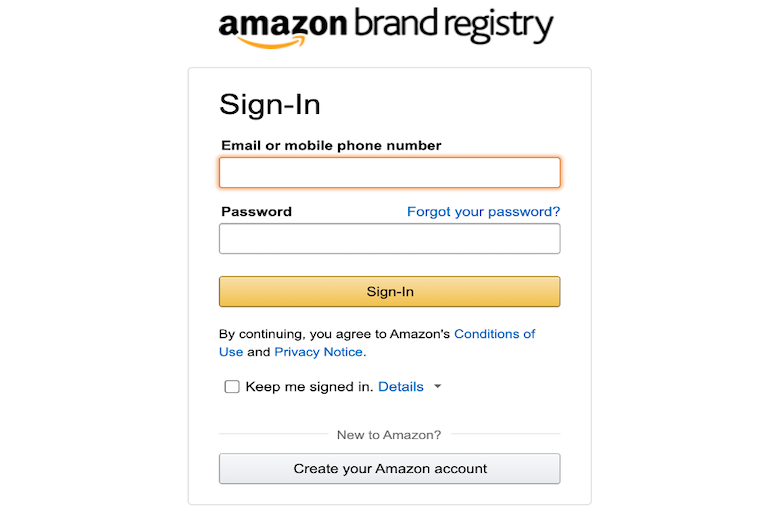 Amazon brand registry with trademark