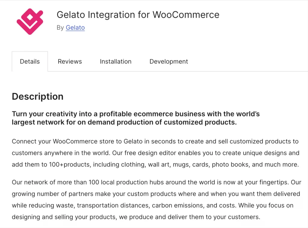 Gelato Gelato on woocommerce app store
