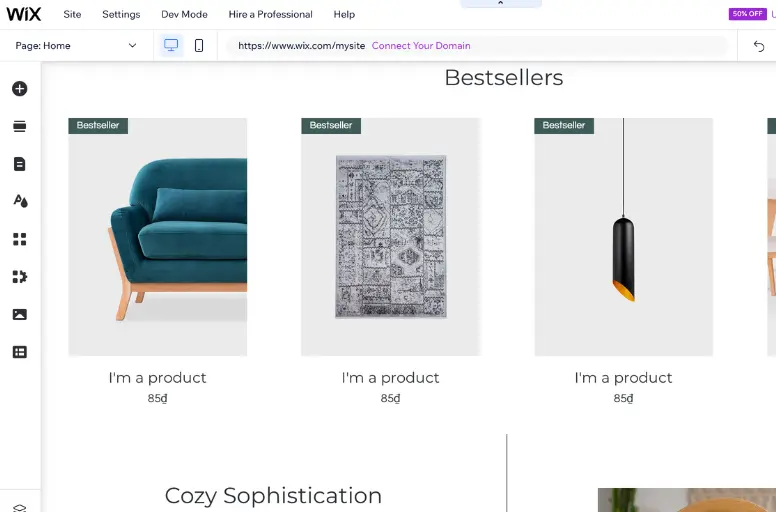 Wix's eCommerce features