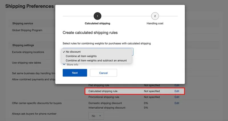 calculated shipping rules