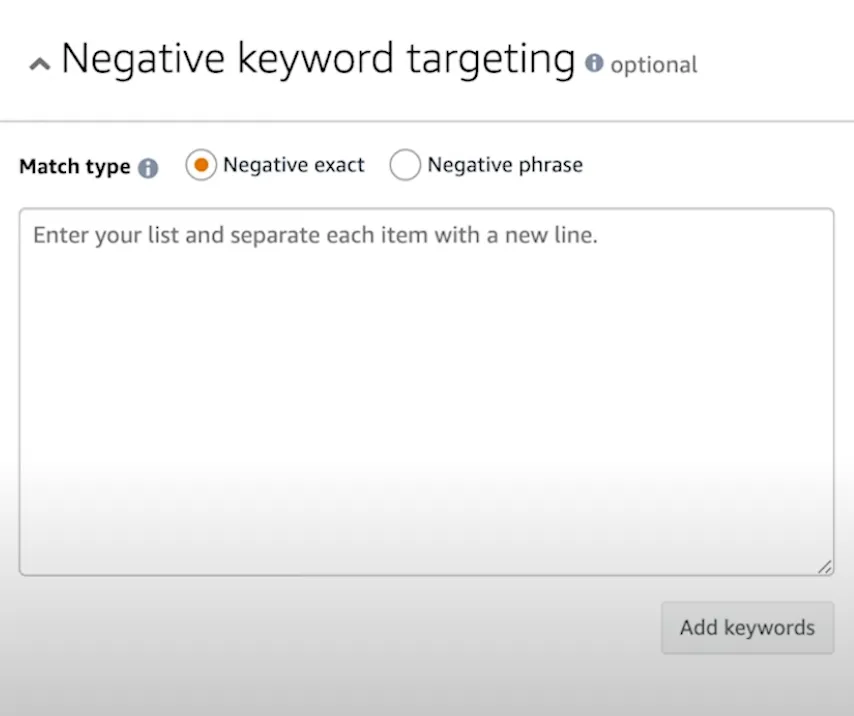 negative keyword