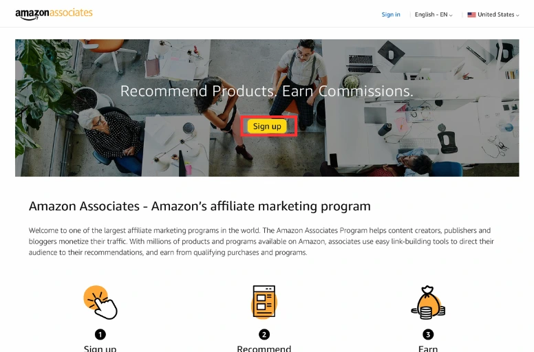 Get started as an Amazon associate
