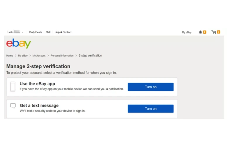 eBay’s two-factor authentication