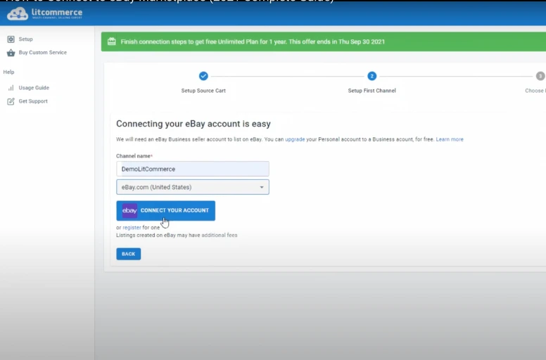 Connect eBay accounts with LitCommerce