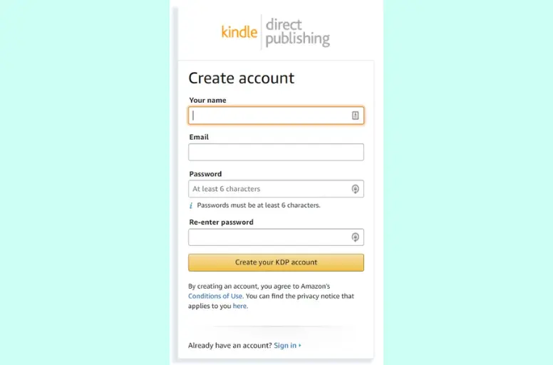 Set up an Amazon KDP account