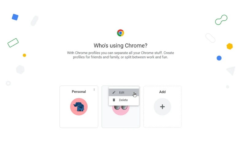 Different user profiles on Google Chrome