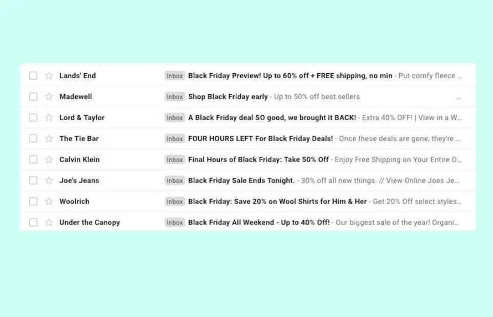 Black Friday email example ideas