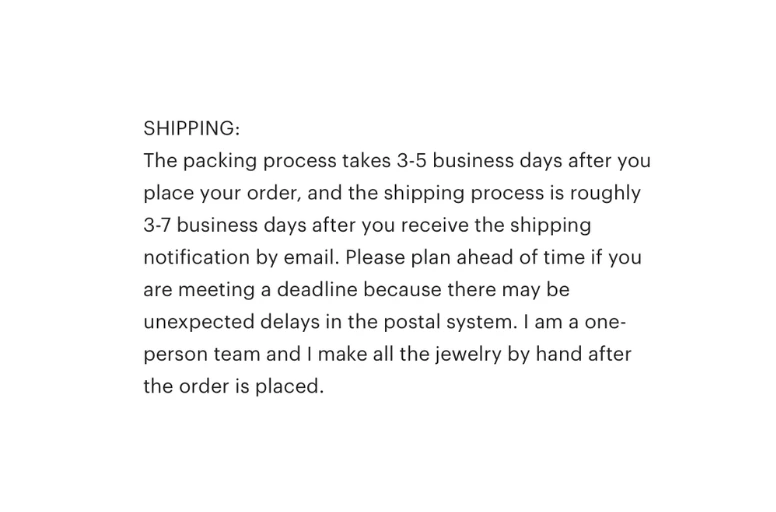 State the estimated delivery time in listing description