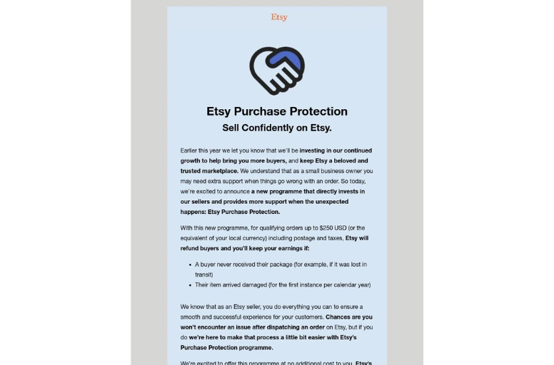 Etsy Purchase Protection for sellers