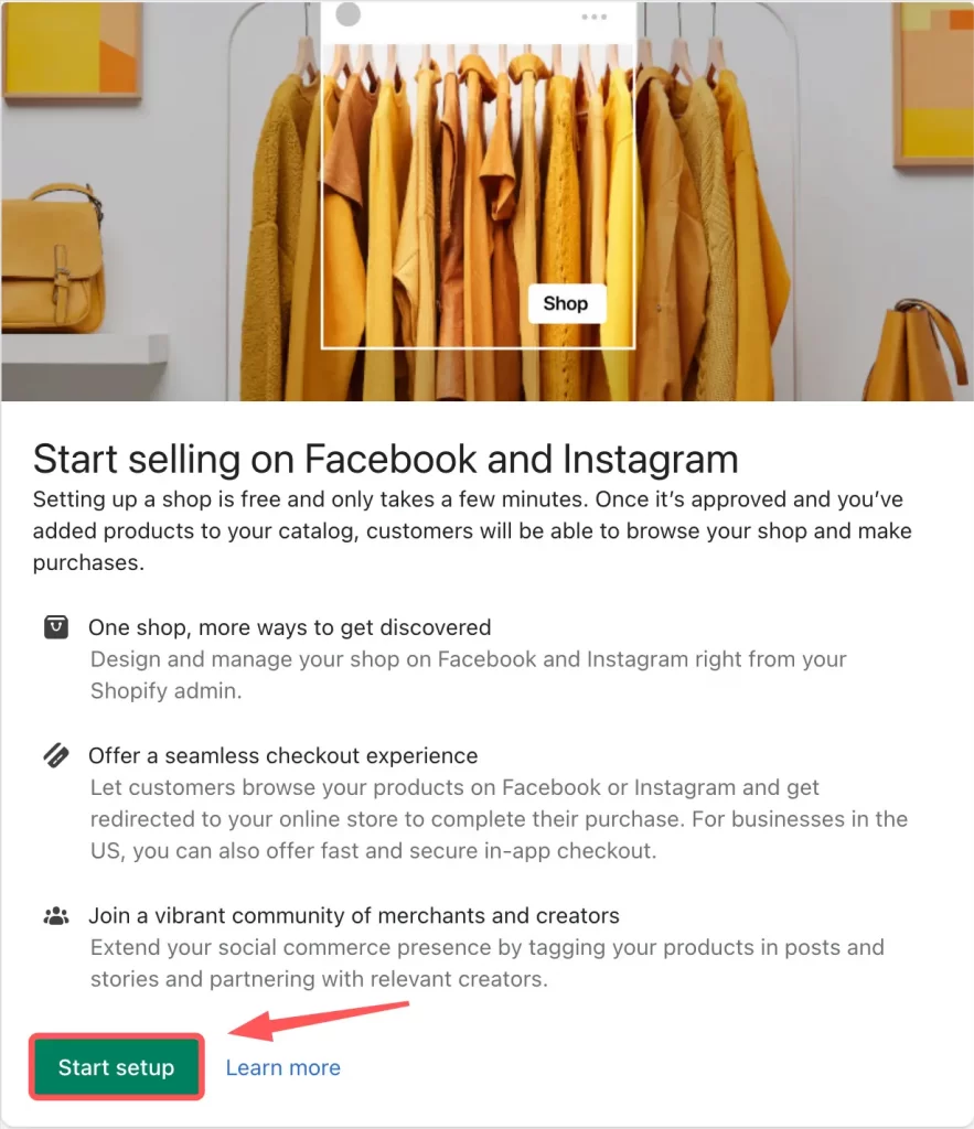 Start setting up Shopify and Facebook store