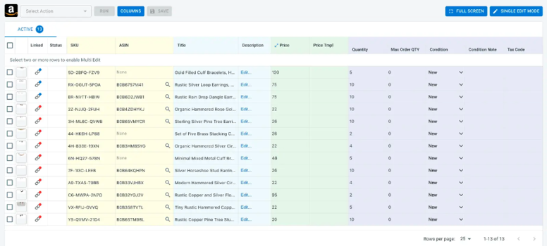 connect shopify to amazon multi edit mode 