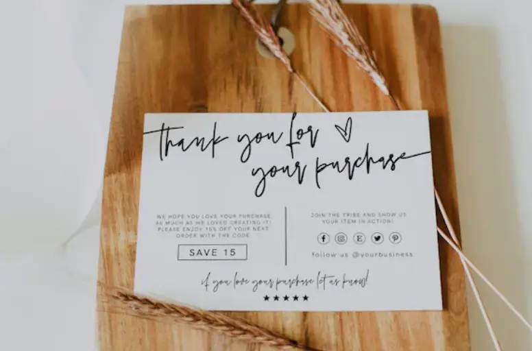 Add a Thank you card to each order