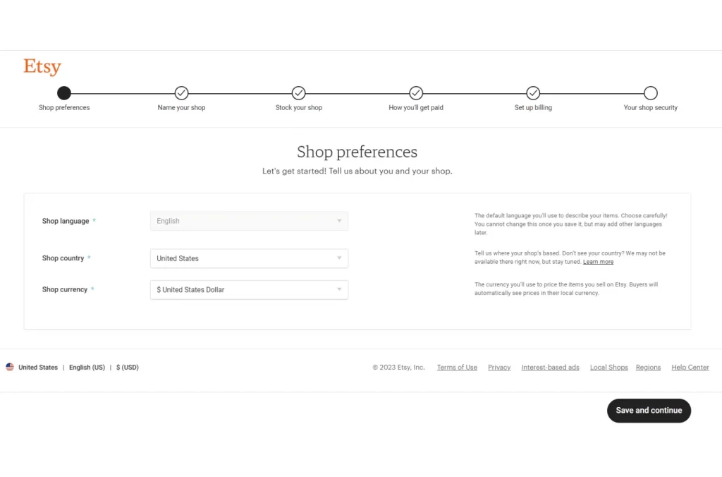 Select shop preference