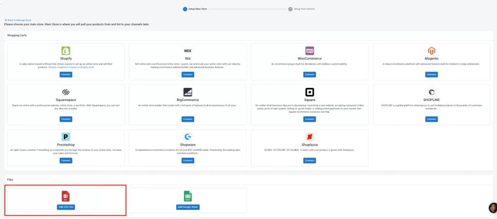 Choose CSV as a main store
