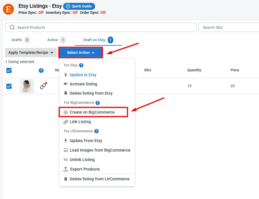 Click Create on BigCommerce Click Create on BigCommerce
