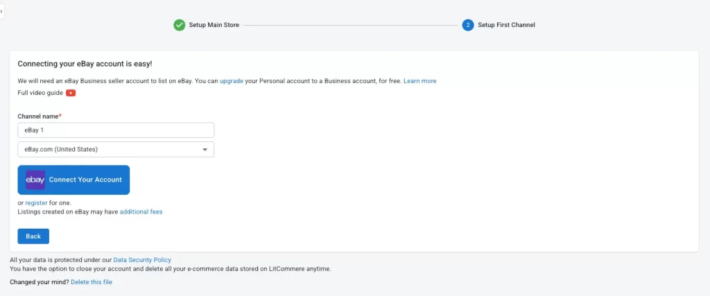 Connect ebay channel on LitCommerce