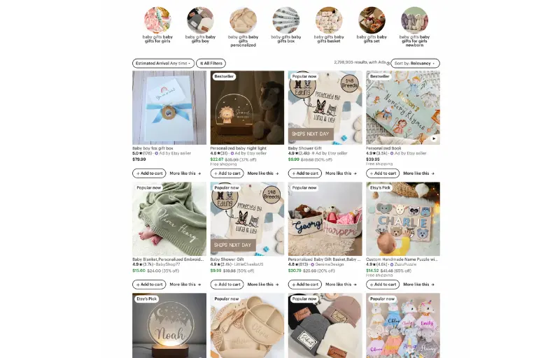 Baby gifts on Etsy