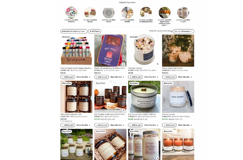 Candles on Etsy