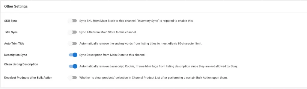 other ebay csv sync options