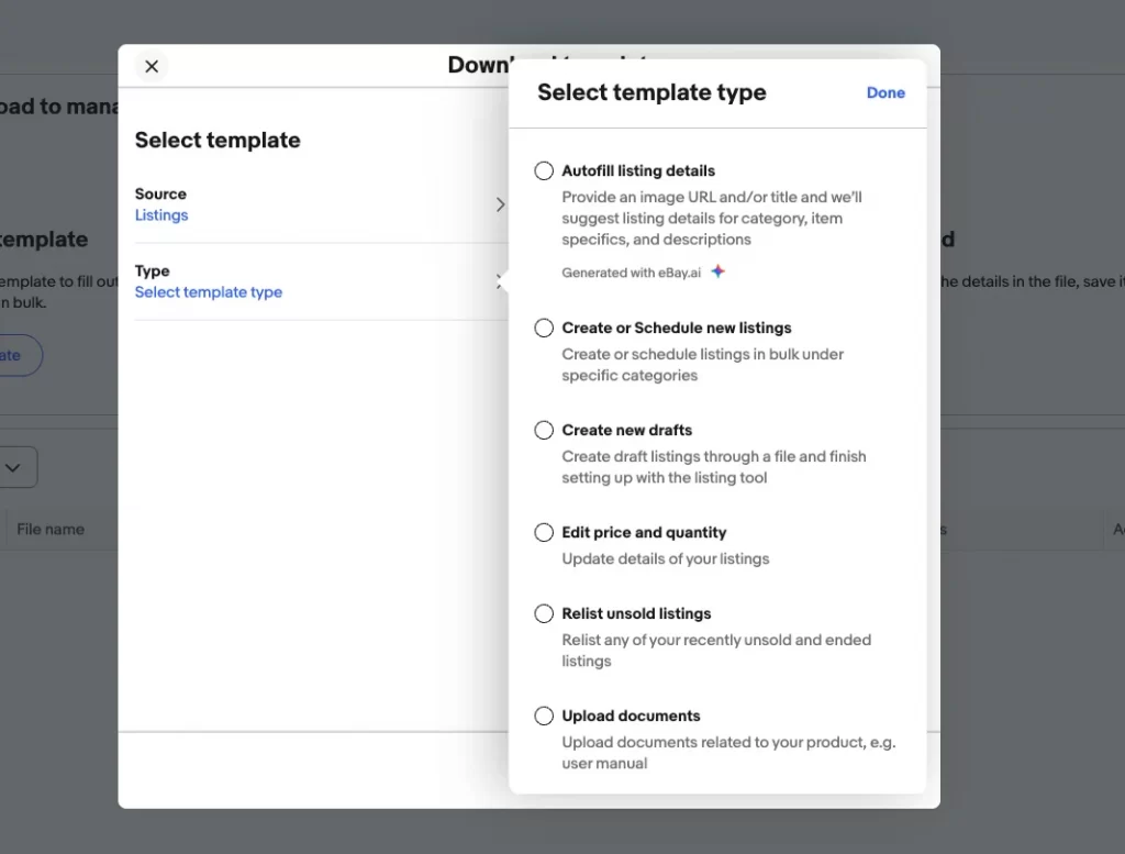 select template type