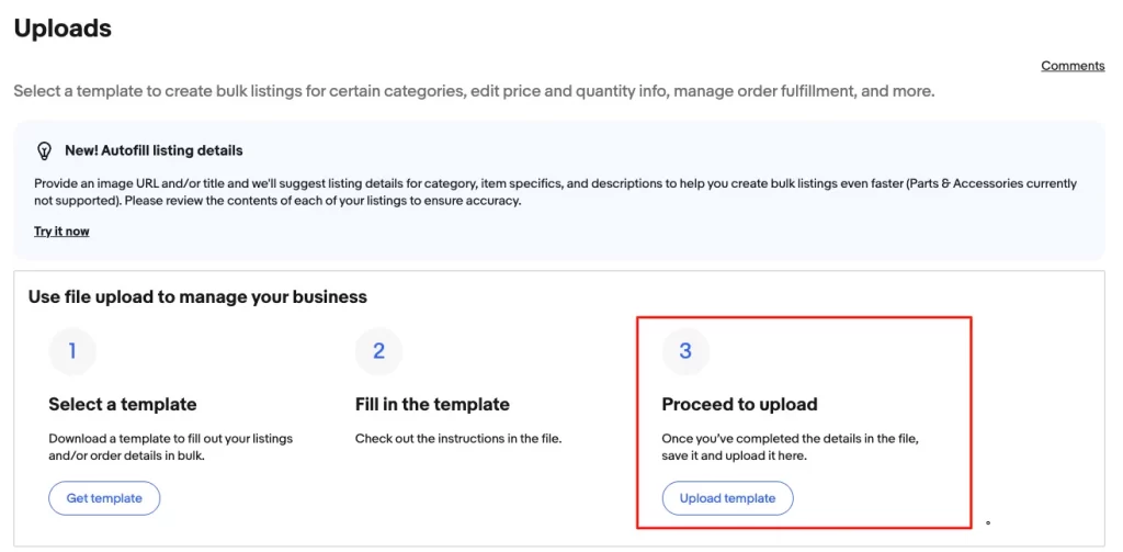upload csv file to ebay