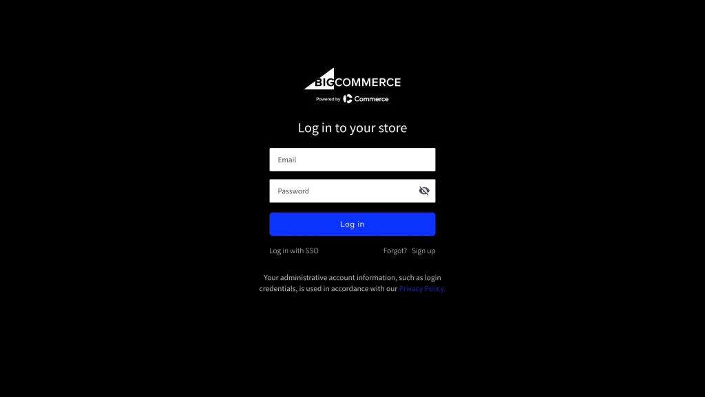 log in to your bigcommerce store