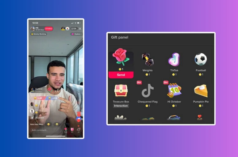 Collect gifts and coins on TikTok