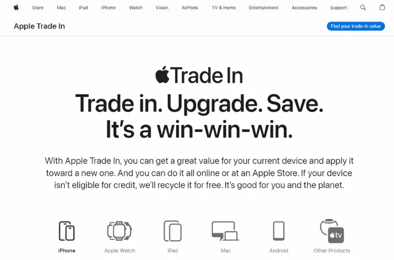 Selling electronics online and in-store with Apple trade-in