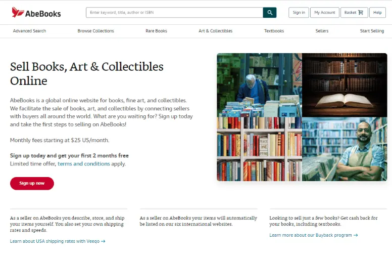 Abebooks is one of the best book-selling websites for rare books