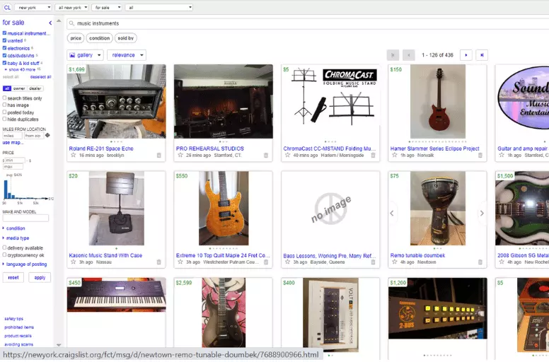 Craigslist is the best place to sell musical instruments locally
