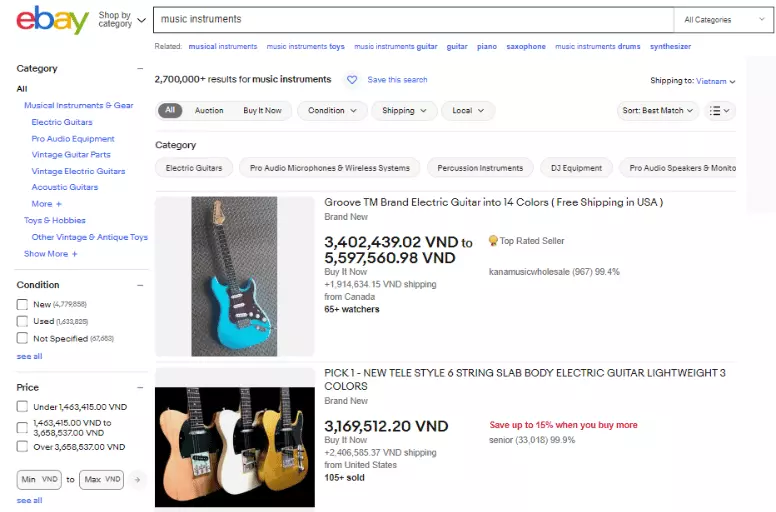 Sell your new and used musical instruments on eBay